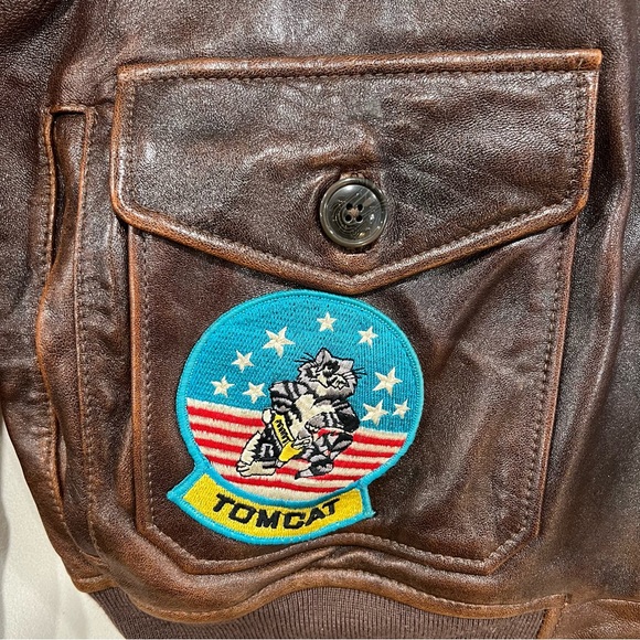 AVIREX CLASSIC PATCHED G-1 FLIGHT AVIATOR JACKET IN BROWN SIZE XL - Picture 7 of 15